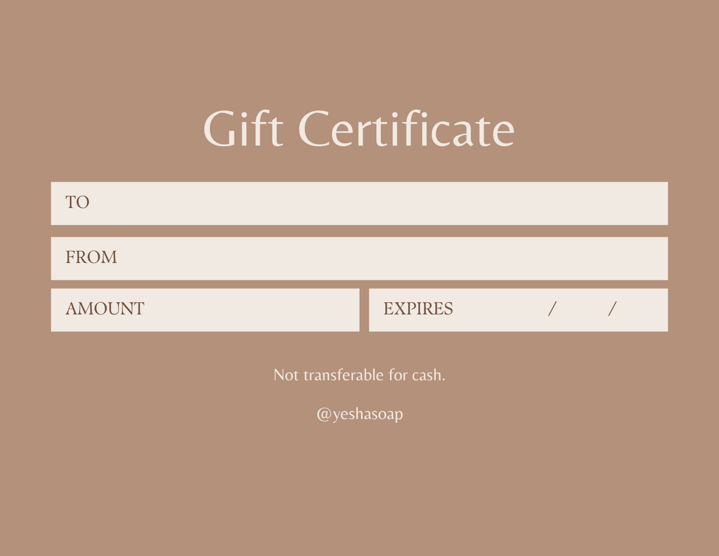 Yesha Soap Physical Gift Card